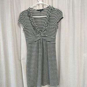 Bluheaven Gray And Black Fitted Striped Mini Dress